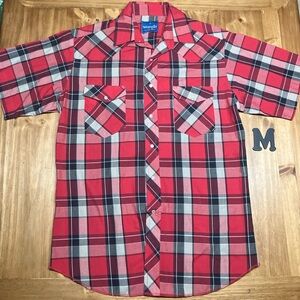 Wrangler Red Plaid Button-Up Shirt